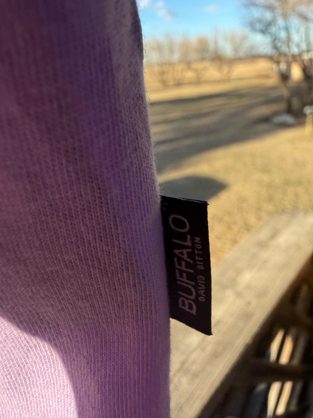 Buffalo David Bitton Lilac Ruffle Sleeve V-Neck Tee - Picture 8 of 9